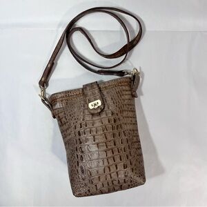 Handmade Crocodile Embossed LEATHER Lined Crossbody Bag